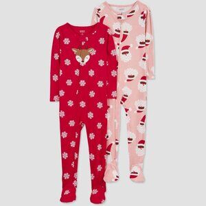 NEW! Toddler Christmas Snowflake Reindeer / Santa Footed Pajama Set - Carter's